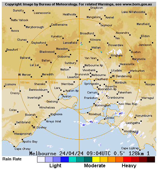 128 km Melbourne Radar